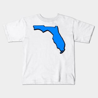 Bright Blue Florida Outline Kids T-Shirt